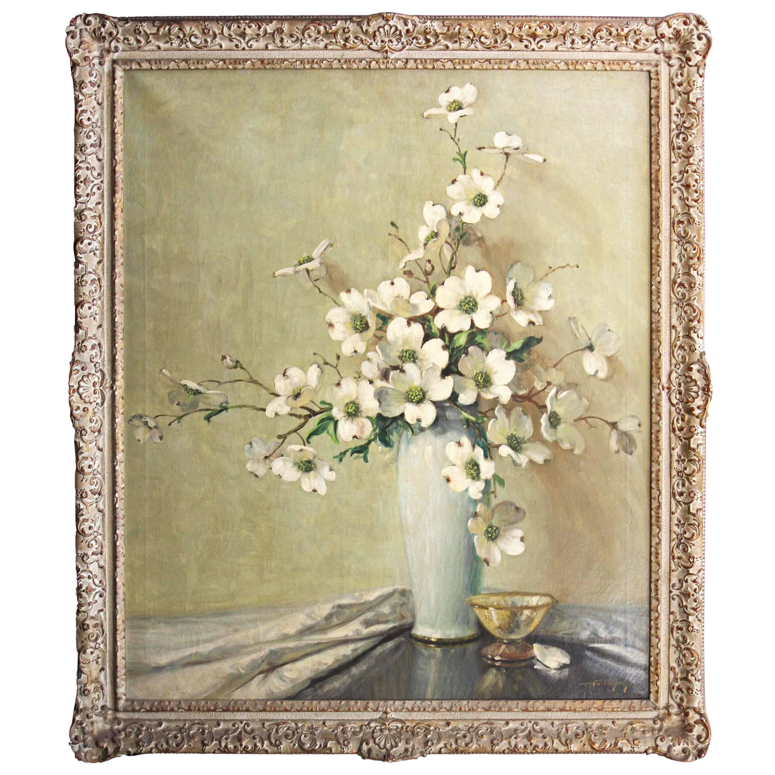 Impressionist Floral Still Life, Dogwood Blossoms by A. D. Greer 