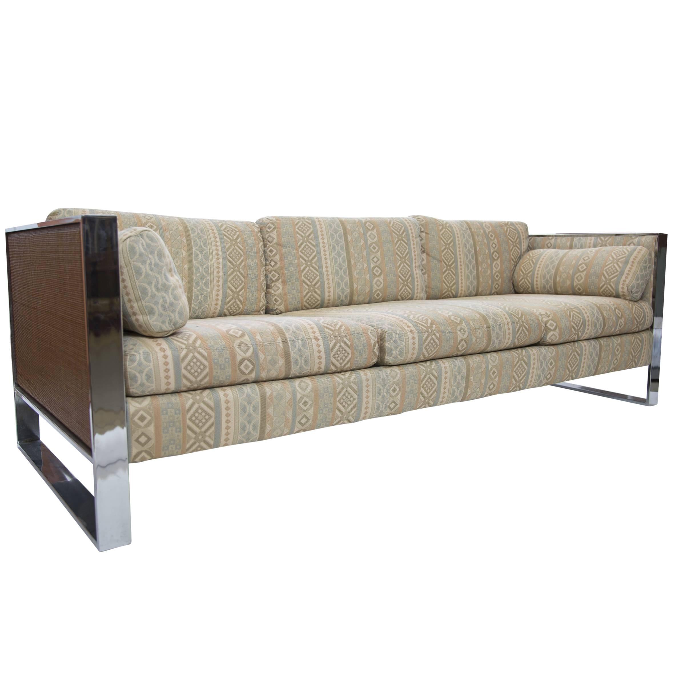 Milo Baughman for Thayer Coggin Sofa with Cane Sides 