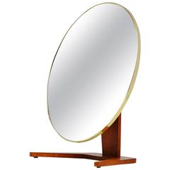 Dutch table mirror with brass details Holland 1960