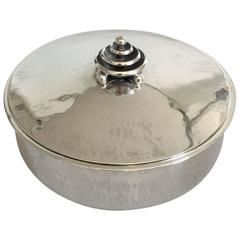Hans Hansen Sterling Silver Bowl with Ornamented Cover from 1933 7