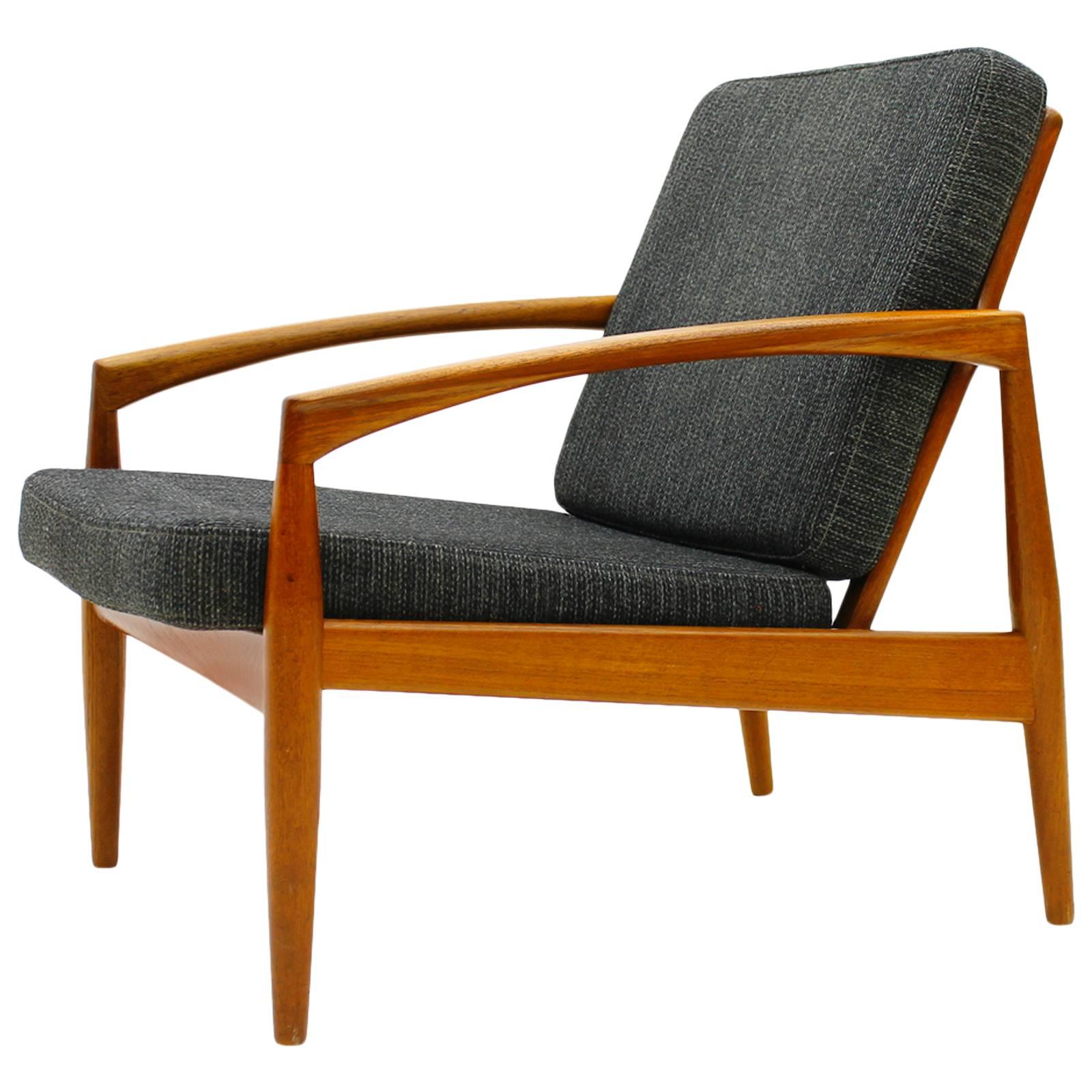 Kai Kristiansen Teak Single Lounge Chair Paper Knife Chair, Denmark