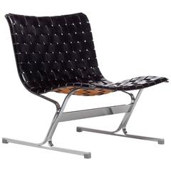Lounge Chair originale in pelle nera di Ross Littell