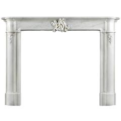 18th Century Antique Fireplace Mantel in White Statuary Marble