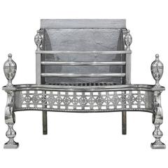 Antique English Polished Steel Regency Fireplace Grate, circa 1820