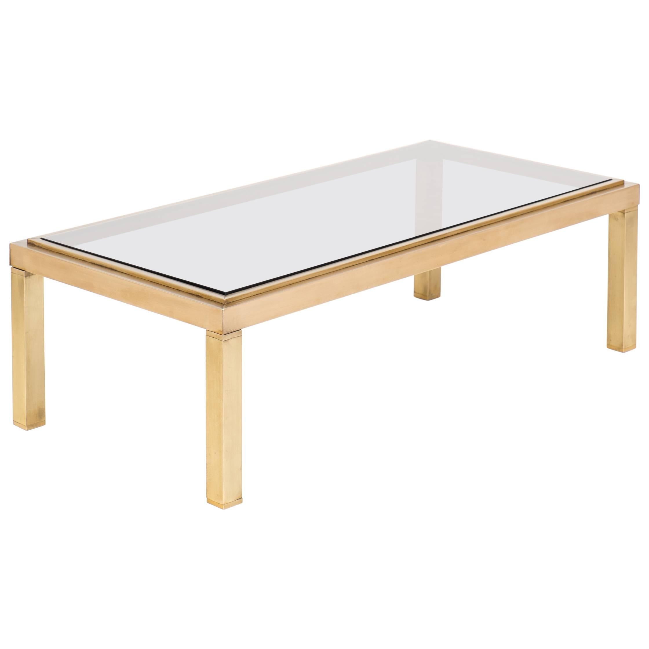 French Modernist Polished Brass Coffee Table