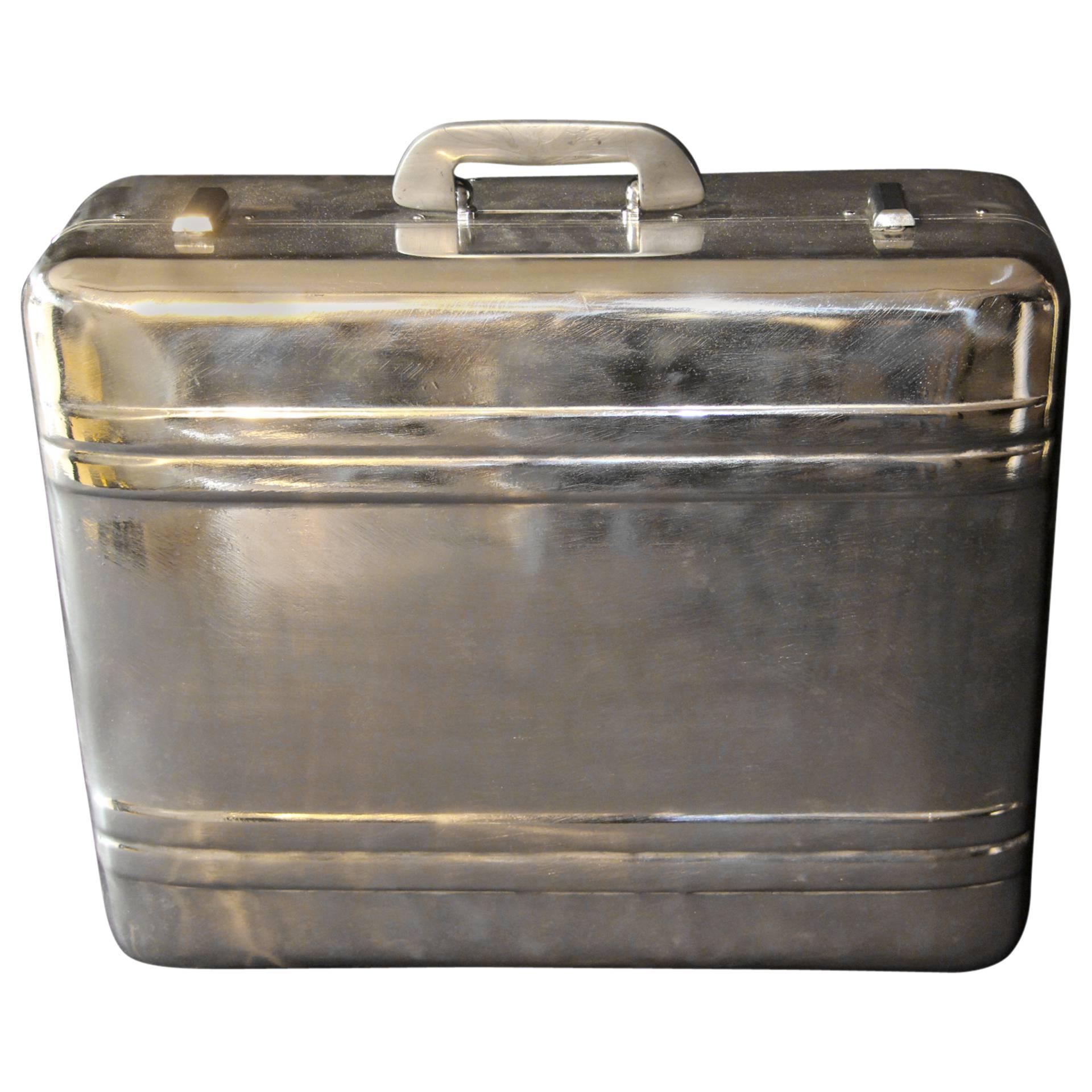 1940s Polished Aluminum Suitcase by Halliburton