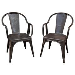 Pair of Vintage Metal Tolix "C" Armchairs, 1930s