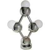 Large American Mid-Century Modern Chrome "Atomium" Triple Bulb Table Lamp