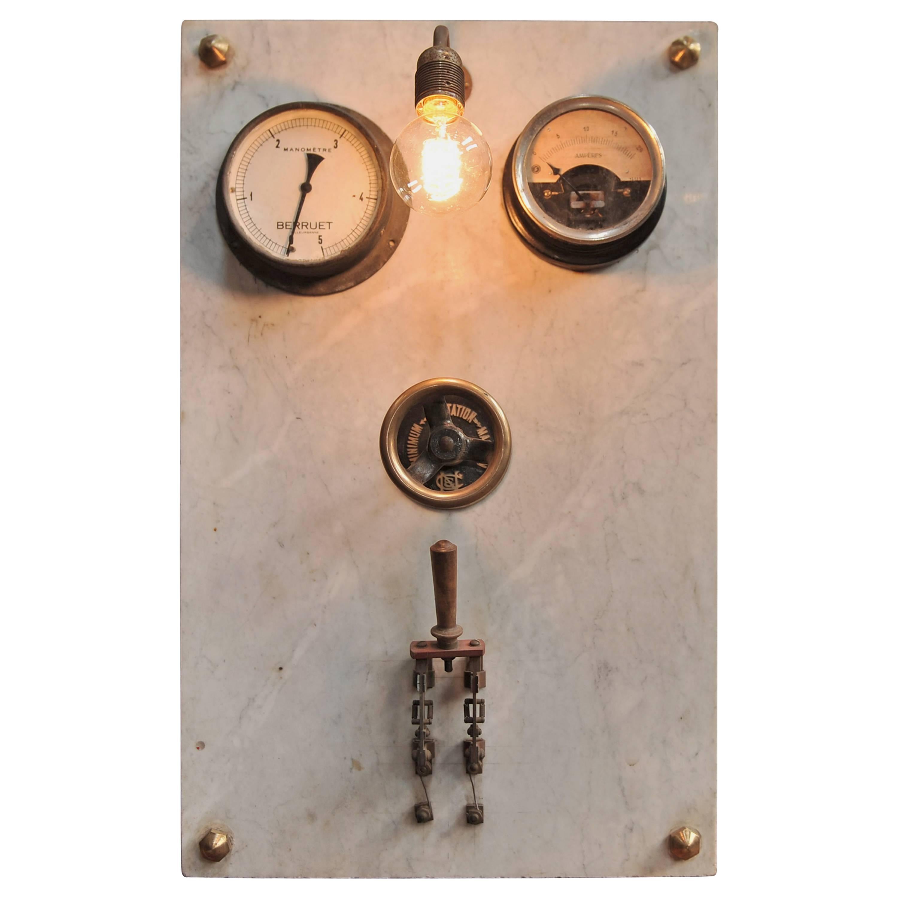 1940s French Factory Switchboard Industrial Wall Light For Sale