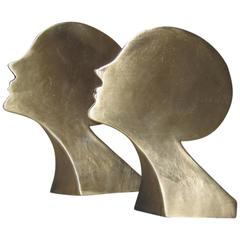 Vintage Pair of Midcentury Brass Bookends