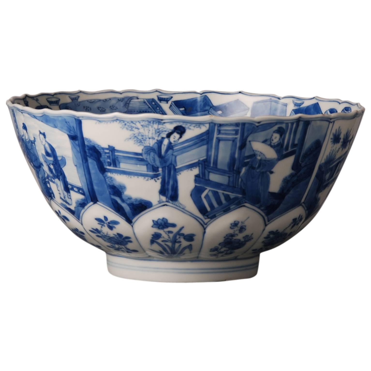 Blue and White Chinese Porcelain Bowl For Sale