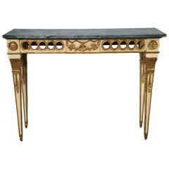 Louis XVI Style Italian Paint Decorated Marble-Top Console Style of Jansen
