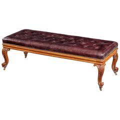 Victorian Antique Rosewood Long Stool on Cabriole Legs