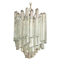 Lead Crystal Triangular Prisms Chandelier Attributed To Venini