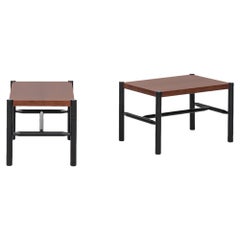 Arne Norell Side Tables in Rosewood and Black Lacquered Beech