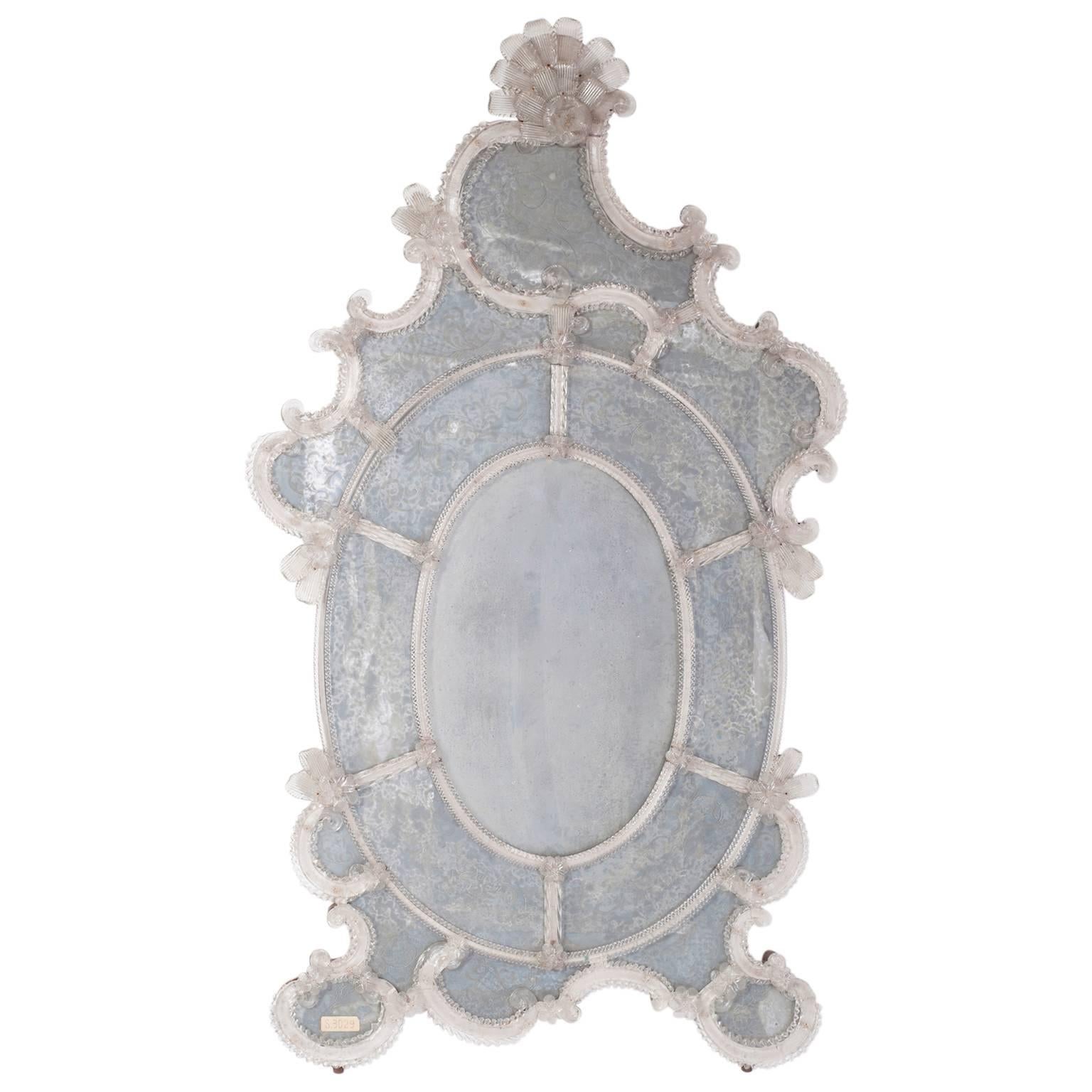 Italian Murano Glass Mirror 19th Century Attributed to Pauly & Co. For Sale