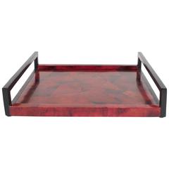 Modernist Serving Tray in Exotic Lacquered Pen Shell