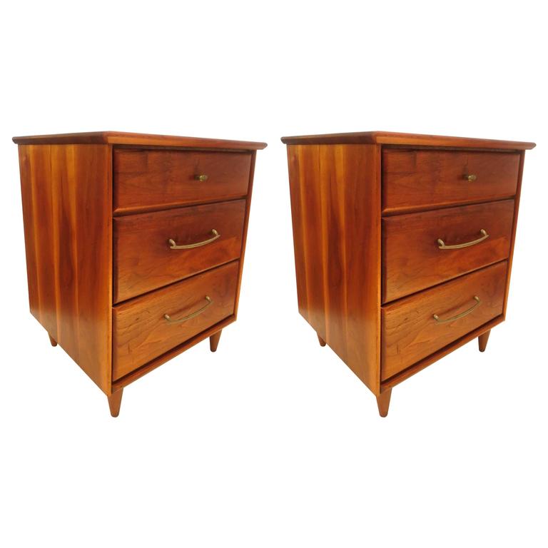 American Modern California Design Pair of Solid Walnut Nightstands at