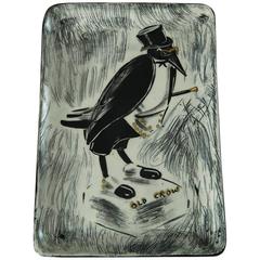 Old Crow Scotch Art Ceramic Tray by Hedi Schoop