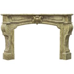 19th Century Louis XV Fireplace in Napoleon Beige Marble with "Secret Hatch"
