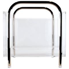Lucite and chrome magazine stand by Charles Hollis Jones c.1970's