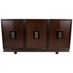 Three-Piece Cabinet with Cityscape Style Door Hardware 12