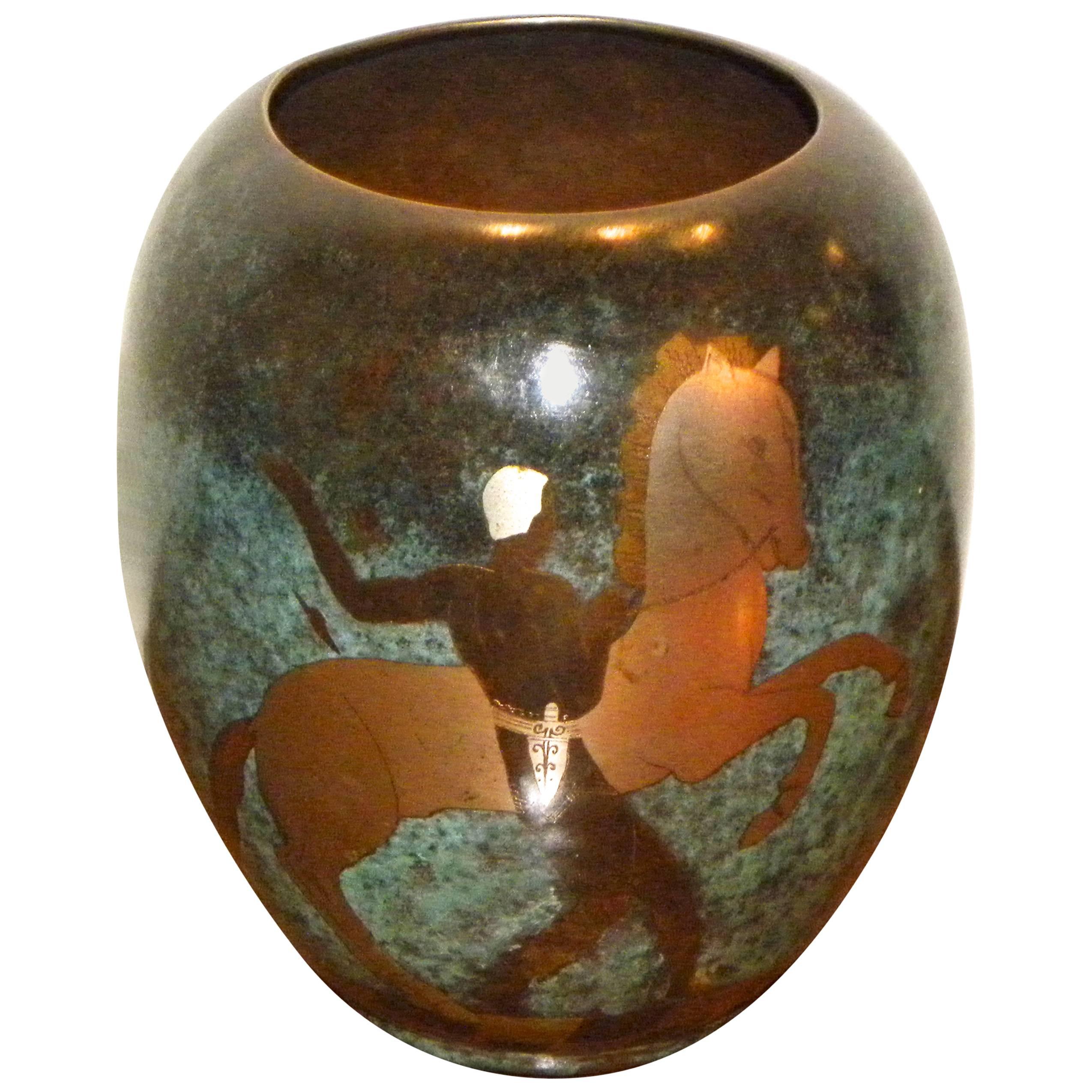 Ikora Dinanderie Mixed Metal Art Deco Vase