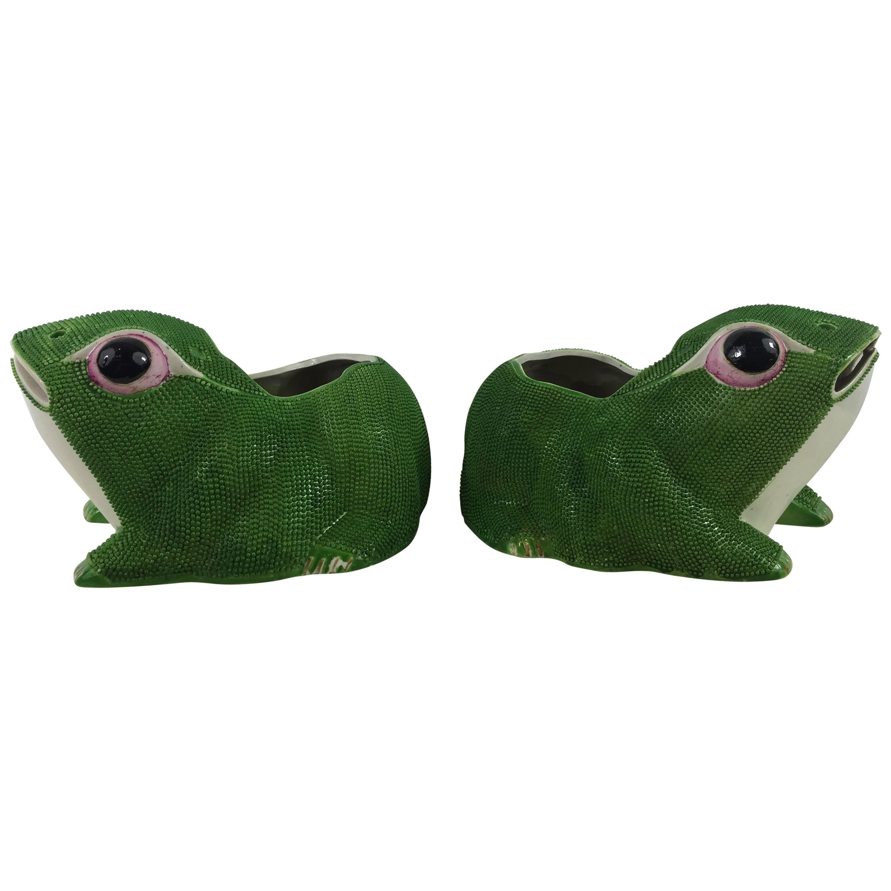 Pair of Chinese Export Frog Planters