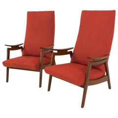 Pair of Mid-Century Modern High Back Chairs, 1960s, Denmark 1