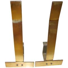 Pair of Sculptural Brass Andirons by Danny Alessandro