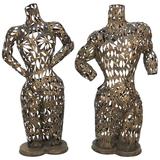 Brutalistische Metall-Torso-Skulpturen, Paar
