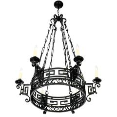 French Vintage Forged Iron Chandelier