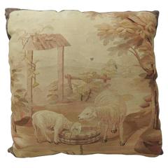 18th Century Belgium Aubusson Tapestry Pillow