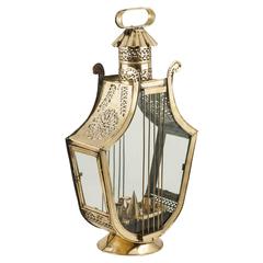 Antique Brass Lantern in the Form of a Lyre, Sweden, circa 1800