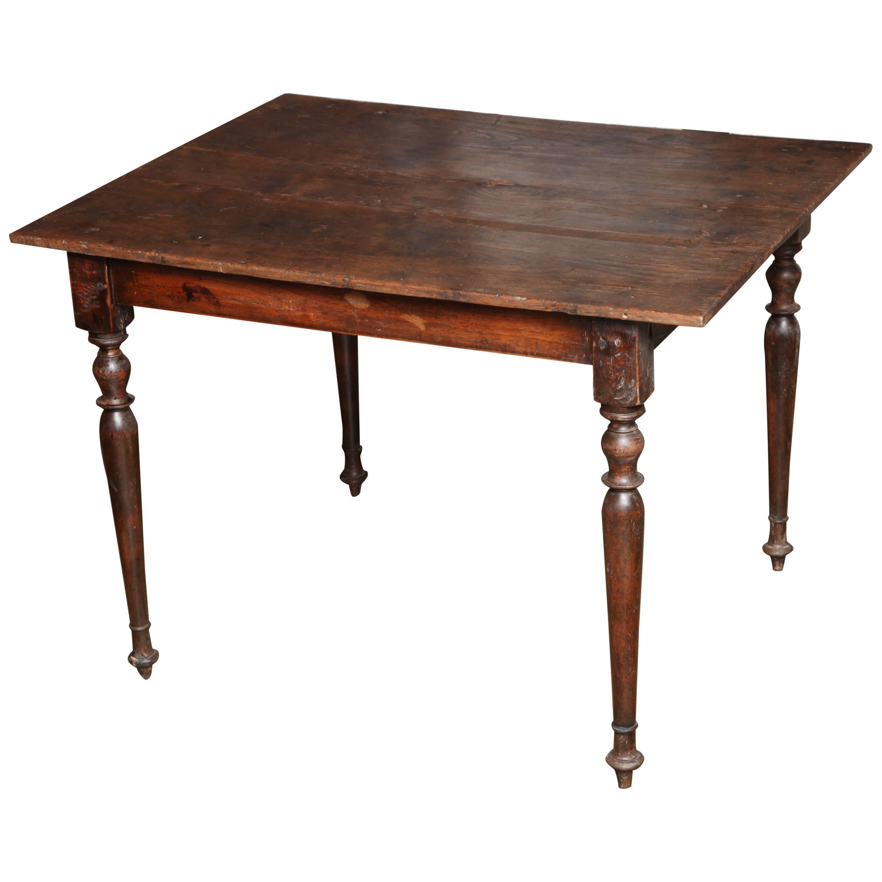 Dutch Colonial Teak Wood Table from Indonesia, Early 20th Century