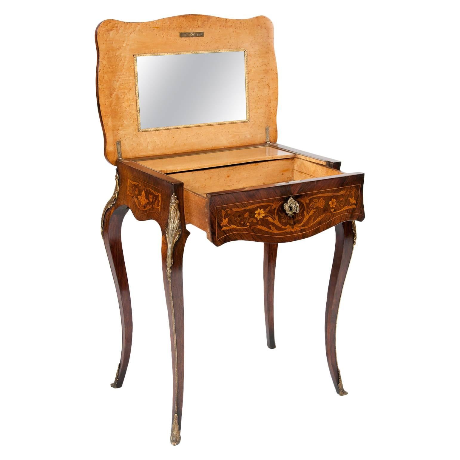 Exceptional French 19th Century Marquetry Dressing Table