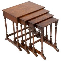Antique Burr Walnut Nest of Four Tables