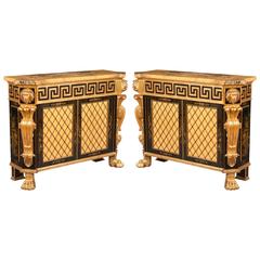Pair of Highly Decorative Antique Cabinets in the Regency Manner