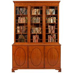 Antique English Satinwood Library Bookcase in the Hepplewhite Manner