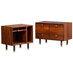 Two Unusual Jens Risom Rosewood Cabinets with Finished Backs