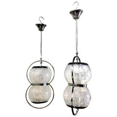 Pair of Midcentury Italian Murano Glass Pendant Lamps, 1950-60's 3