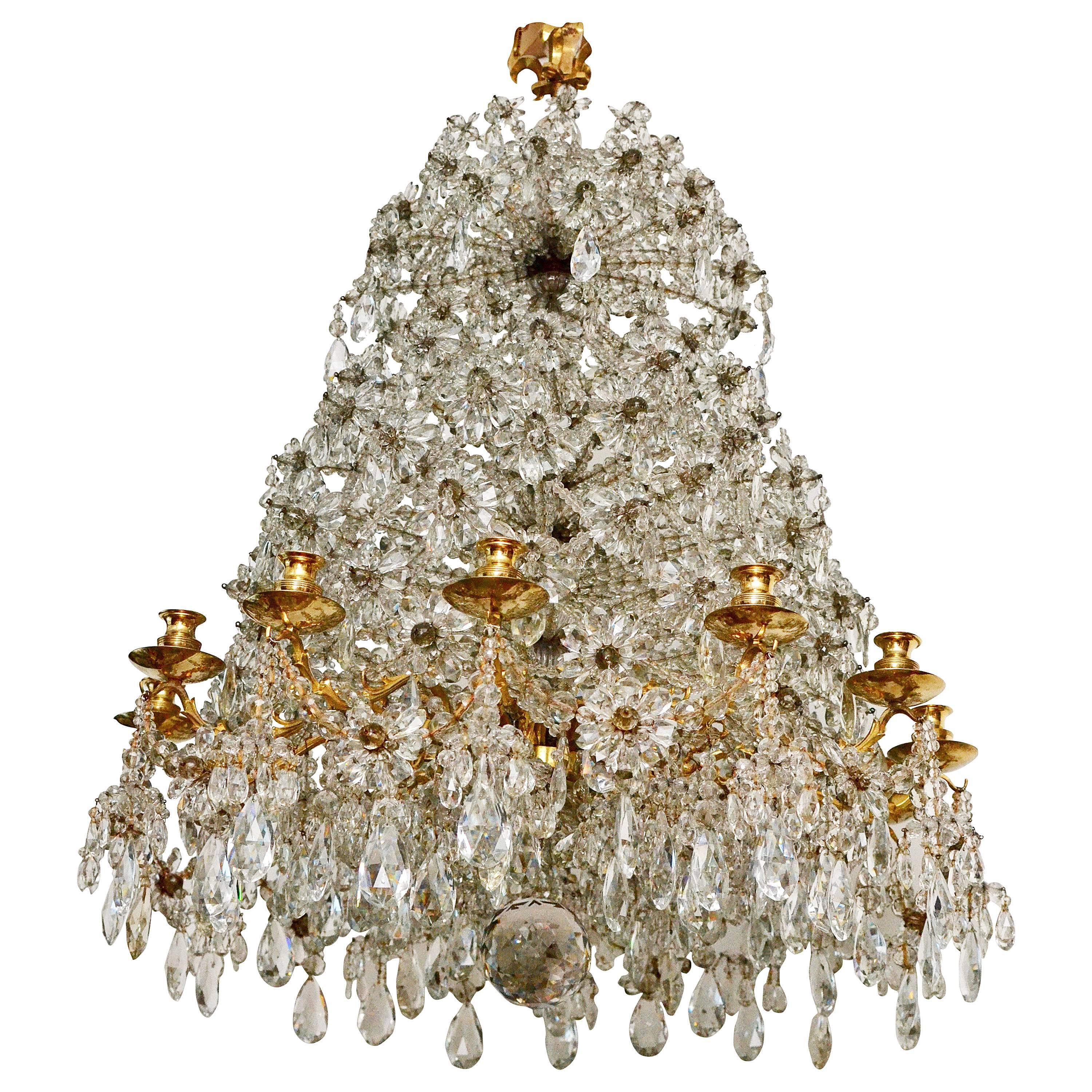Rare 19th Century Gilt Bronze and Crystal Louis XIV Style Chandelier