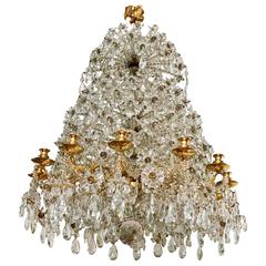 Rare 19th Century Gilt Bronze and Crystal Louis XIV Style Chandelier