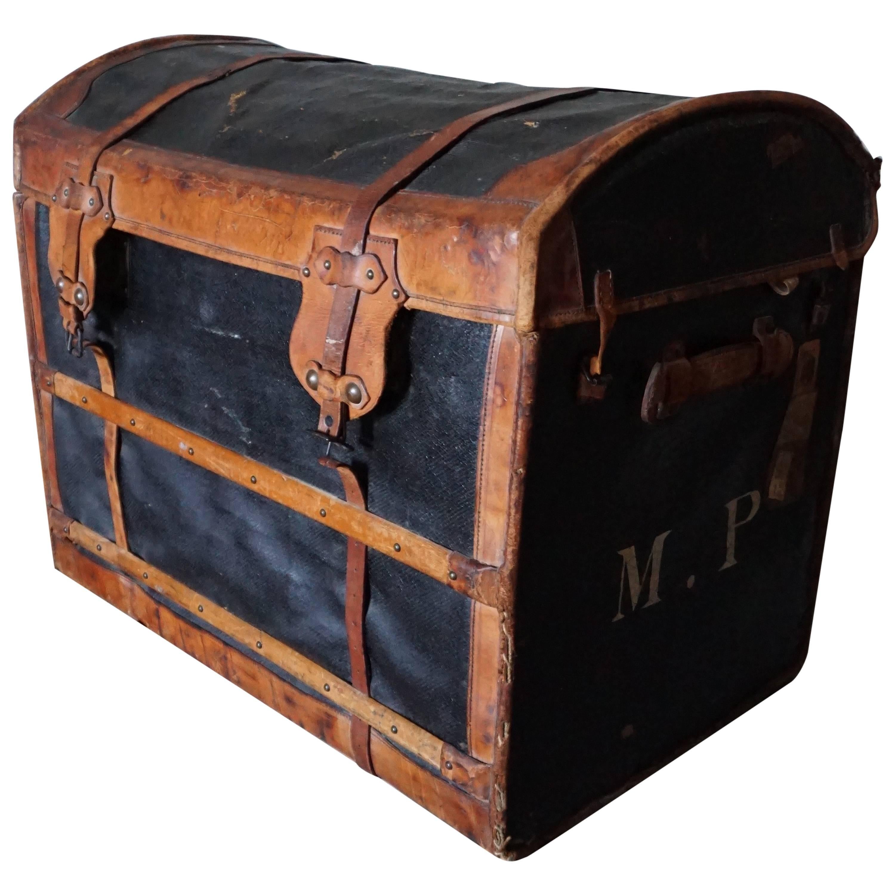 Old France Chest with Leather Details and Locks