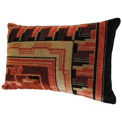Hand-Blocked Mohair Amsterdam School Pillow, Art Deco Textile, circa 1920 10