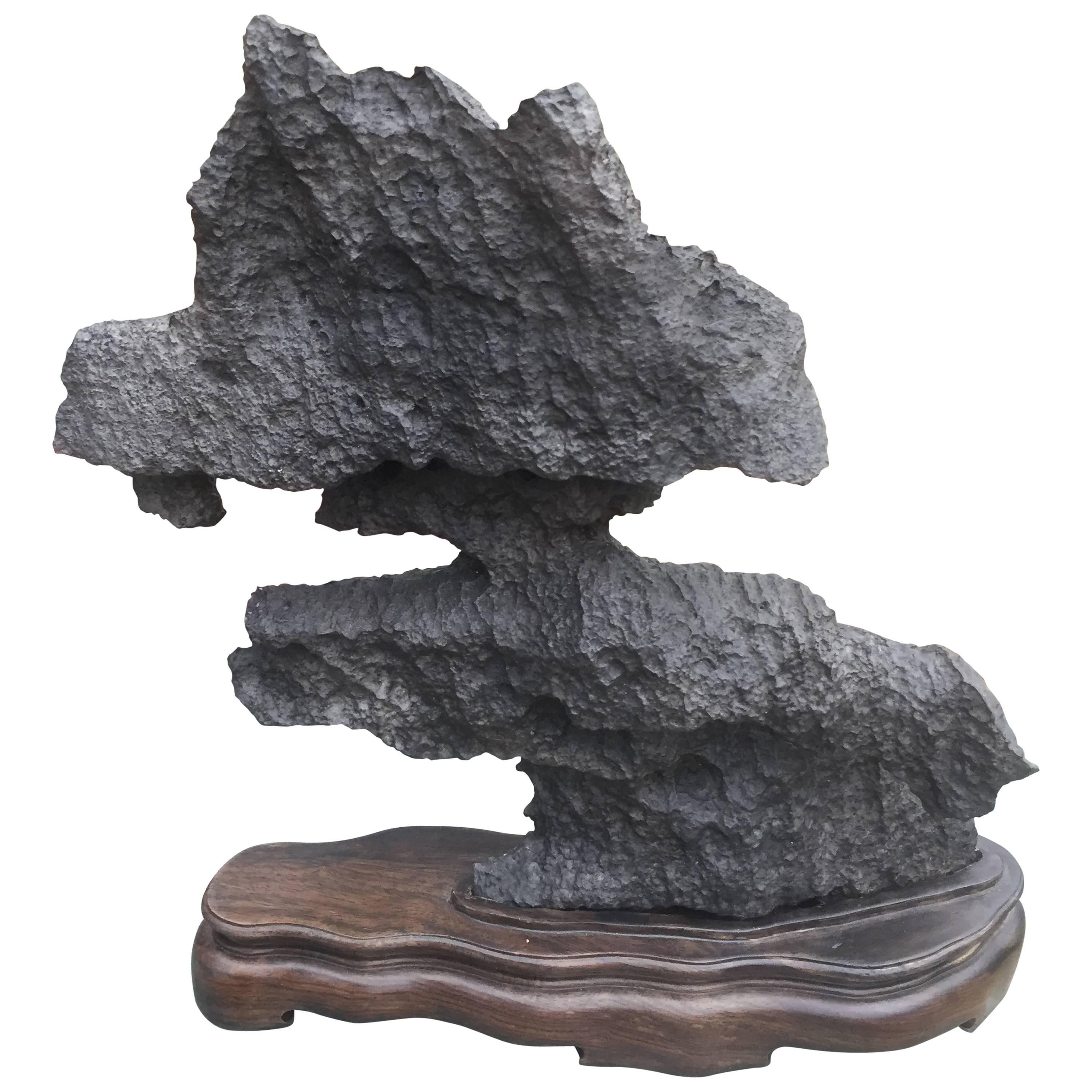 Attractive Natural Viewing Stone Scholar Rock Sculpture with Custom Display Base