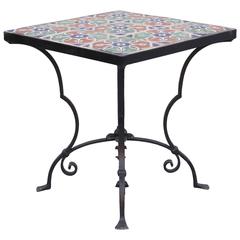 Antique 1920s California Tile Table with Lovely Iron Base