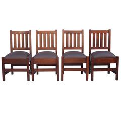 Antique Set of Four Stickley Brother Arts and Crafts Chairs