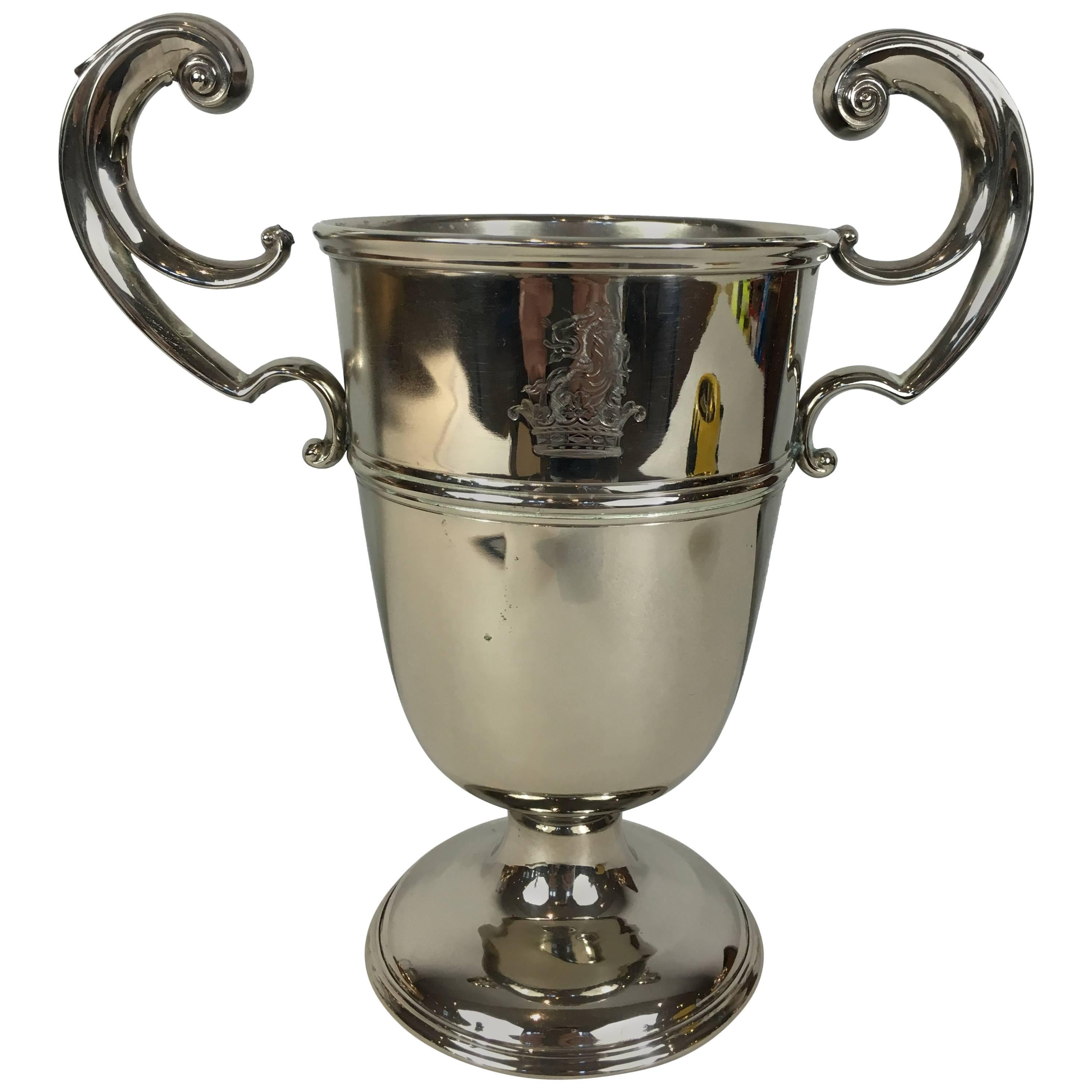 Sheffield Plate Armorial Crested Loving Cup For Sale