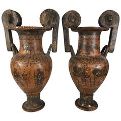 Pair of Grand Tour Greek Homoerotic Attic Urns